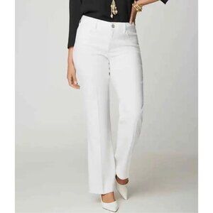 NYDJ Curves 360 Wide Leg Linen Blend White Pants US 6